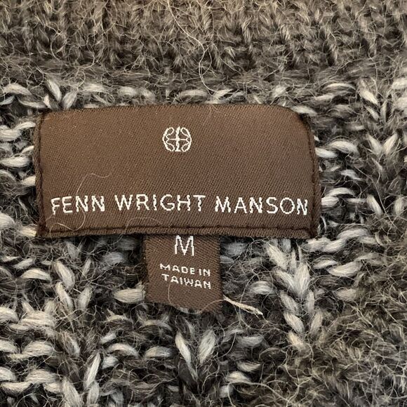Fenn Wright Manson Cardigan Sweater Wool Marled Gray Open Front Size Medium - Picture 4 of 7